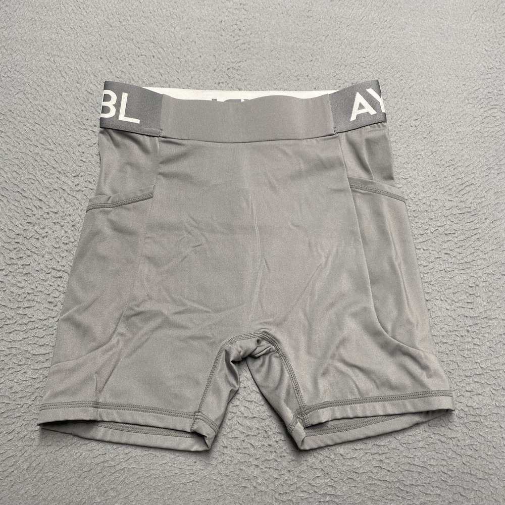 AYBL Shorts Womens Small Gray Compression 5 In Pocket Athletic Running Gym